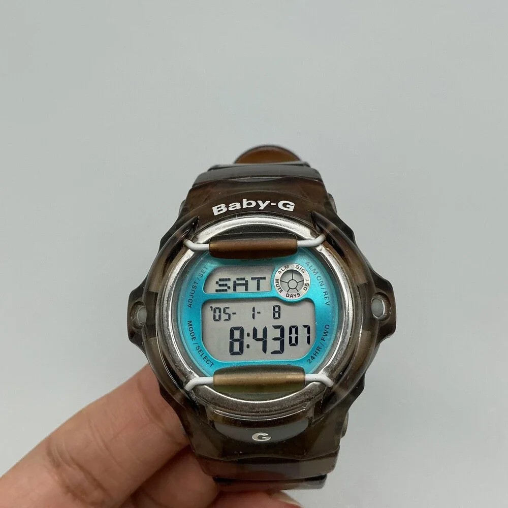 Casio Baby-G BG-169R Womens Watch 39mm Blue Digital Dial Brown Resin New Battery